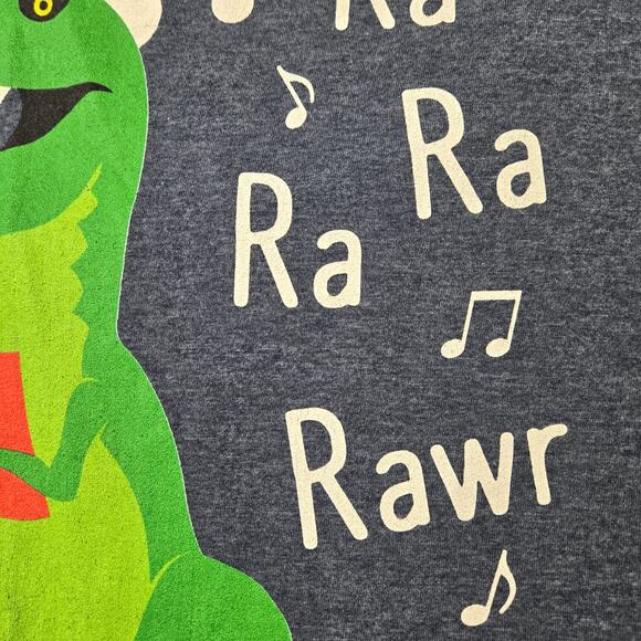 Fa Rawr Caroling T-Rex Santa Hat Tshirt Heather Blue sz Large Christmas Holiday - Picture 5 of 9
